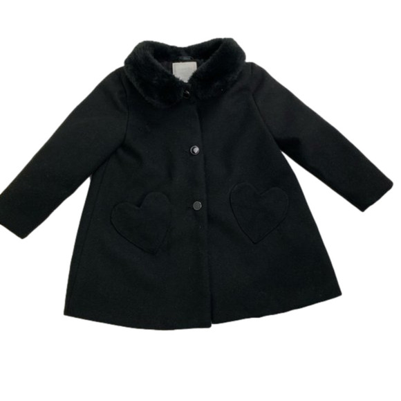 Gymboree Black Dress Coat with Faux Fur  Collar - Picture 1 of 11